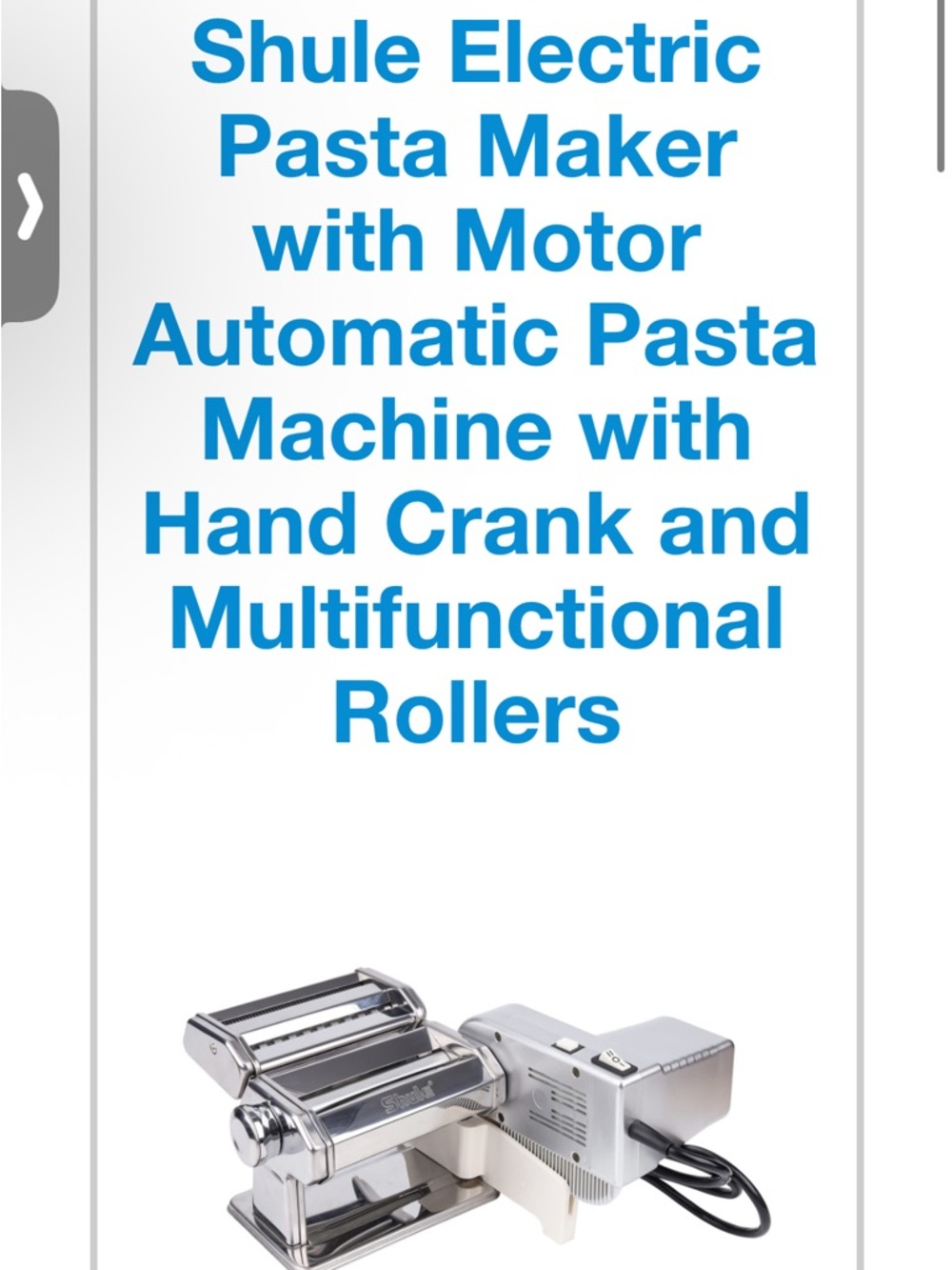 NEW SHULE Stainless Steel Pasta Maker Machine - Electric or Manual